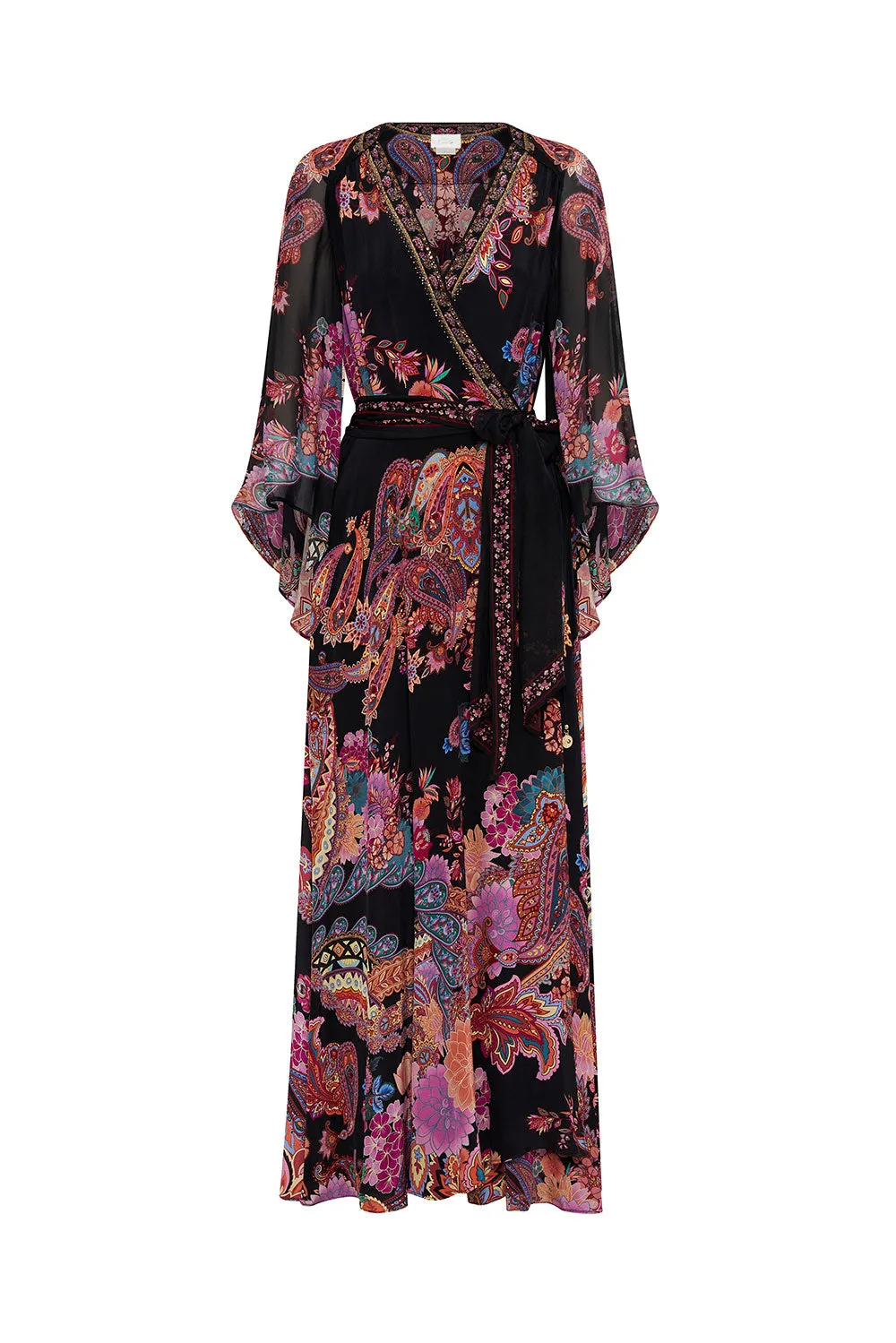 WRAP DRESS WITH FLARE SLEEVE SWINGING SIXTIES