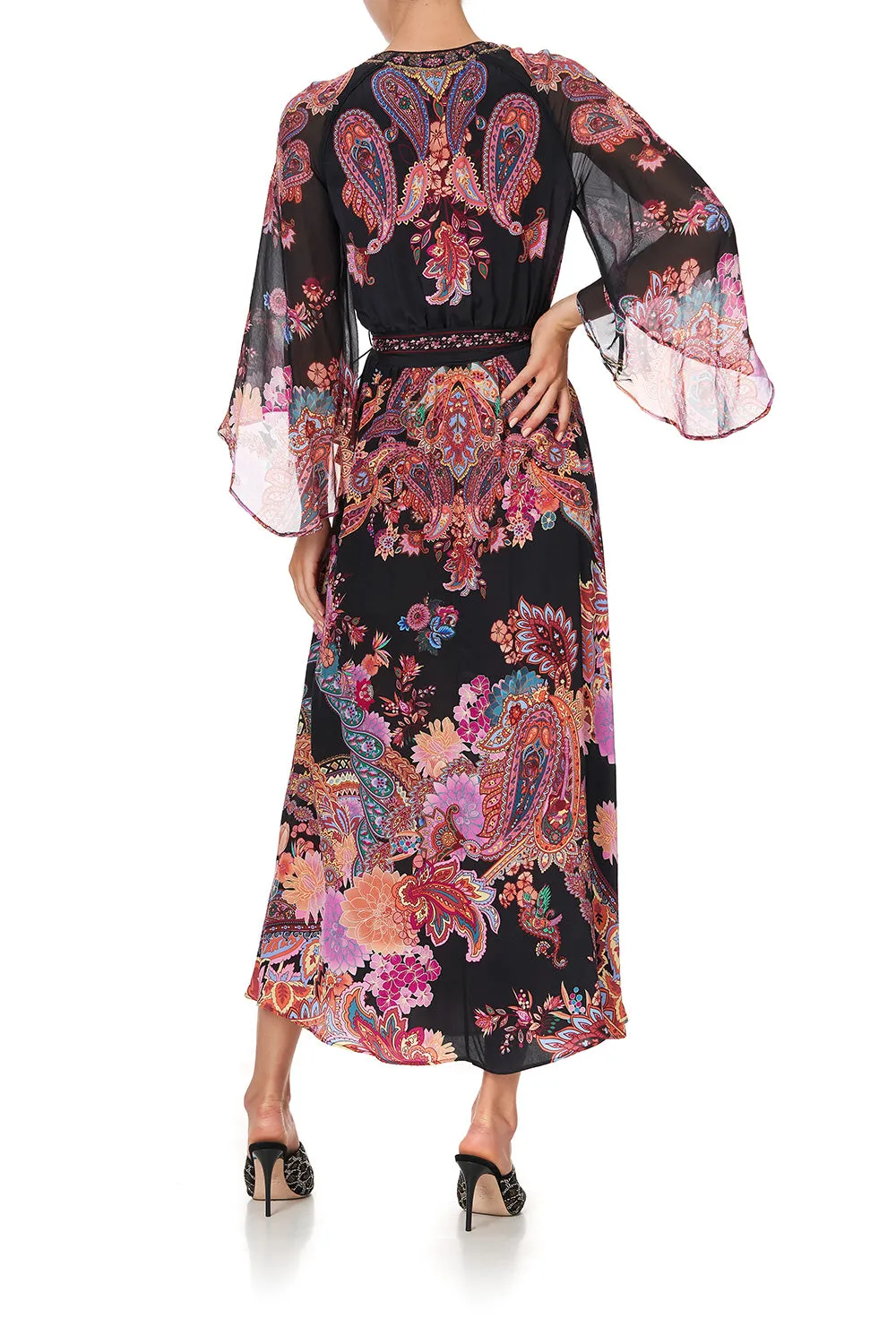 WRAP DRESS WITH FLARE SLEEVE SWINGING SIXTIES