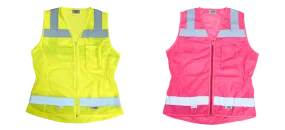 Xtreme Visibility XTREME VALUE WOMEN’S FITTED CLASS 2 ZIP VEST (YELLOW AND PINK)