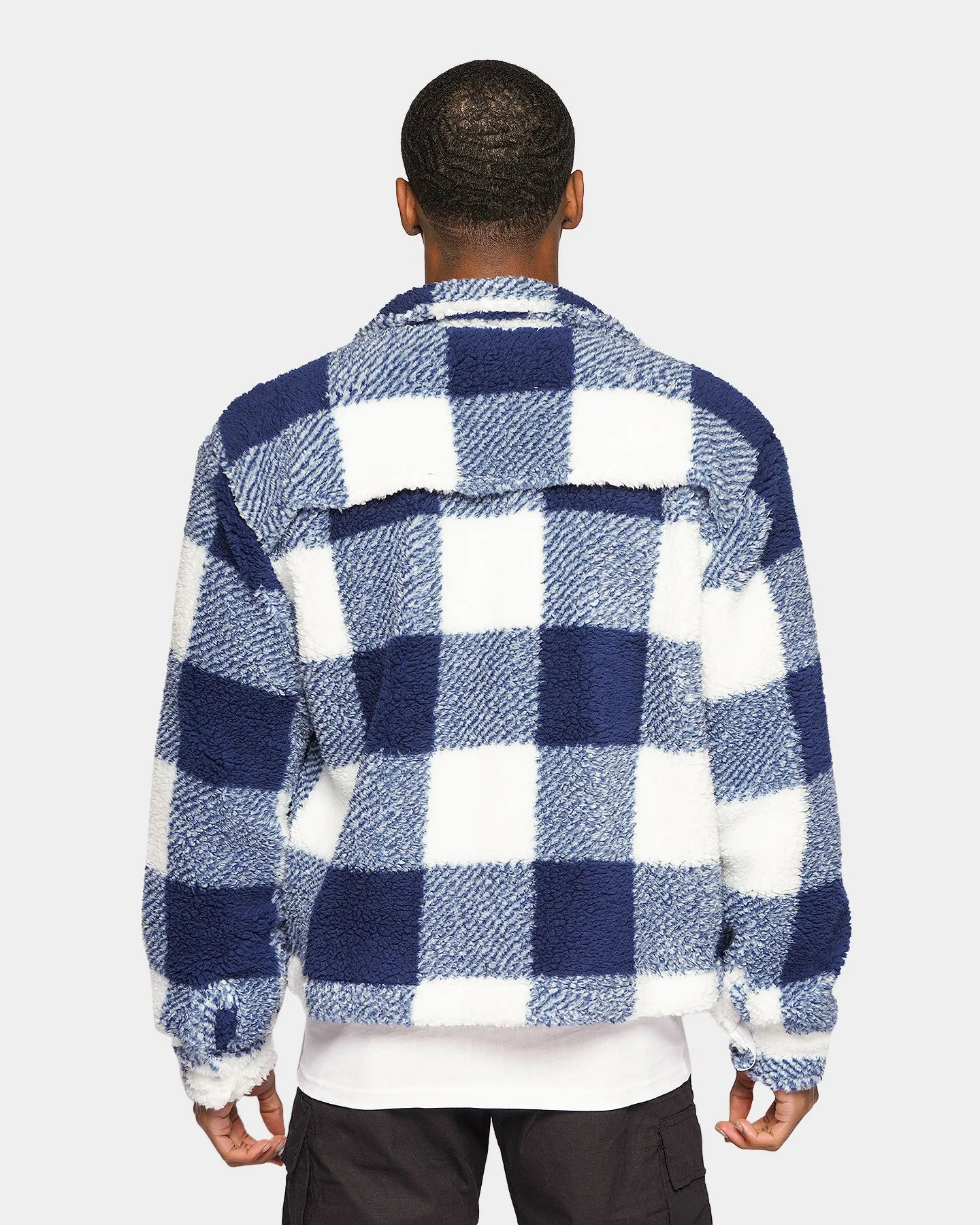 XXIII Ched Sherpa Tartan Crop Jacket Blue/White