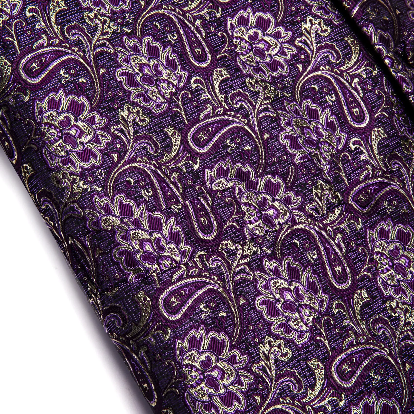 YourTies V-Neck Waistcoat Purple Beige Paisley Men's Vest Necktie Set