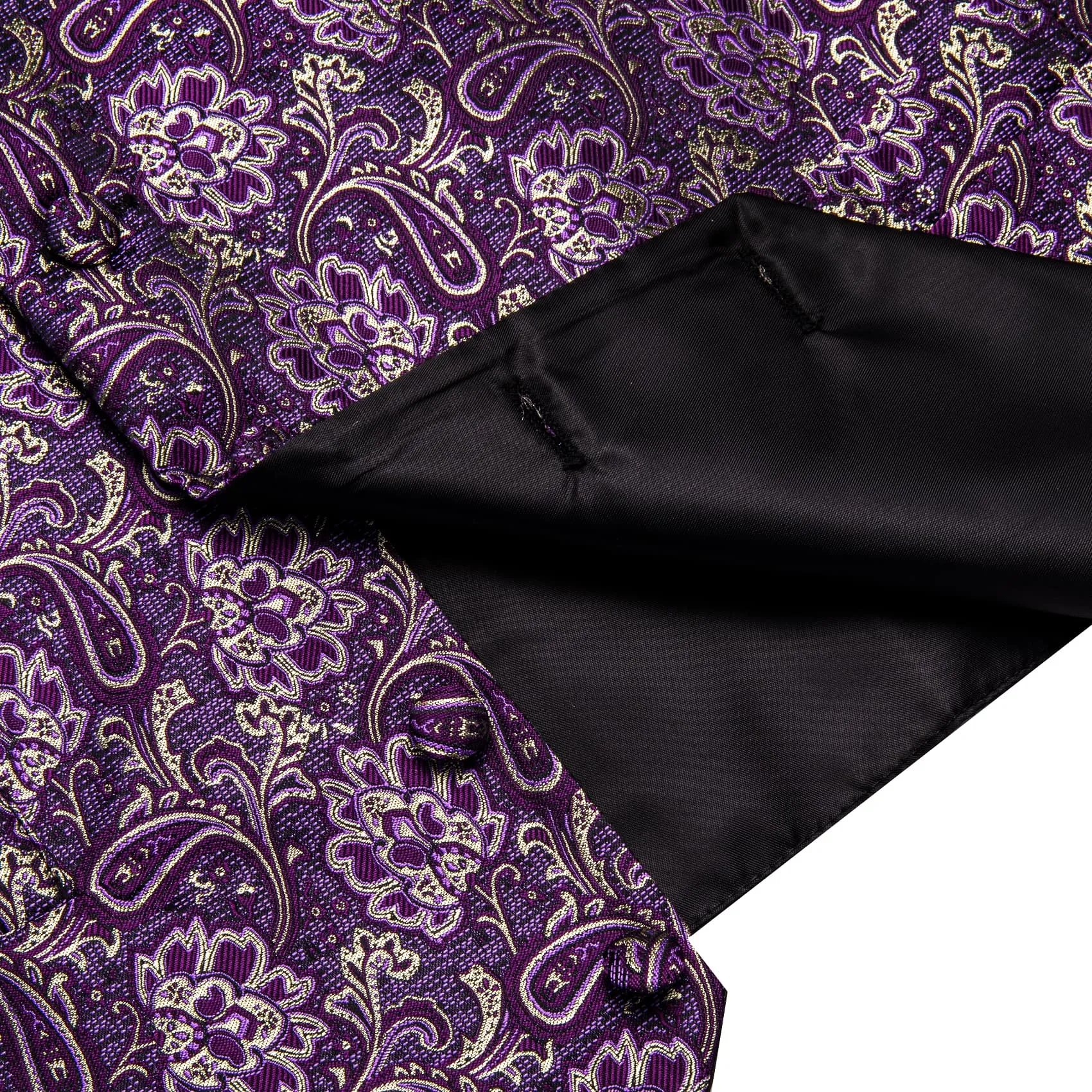 YourTies V-Neck Waistcoat Purple Beige Paisley Men's Vest Necktie Set