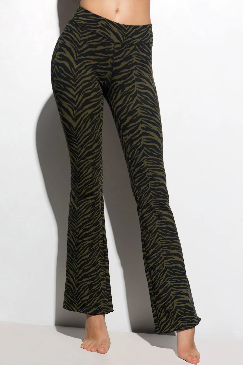 Zebra Flares - Olive Black